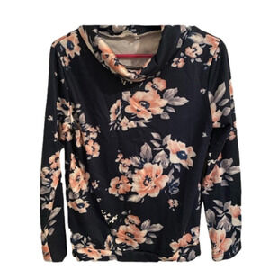 Navy floral cowl neck sweatshirt